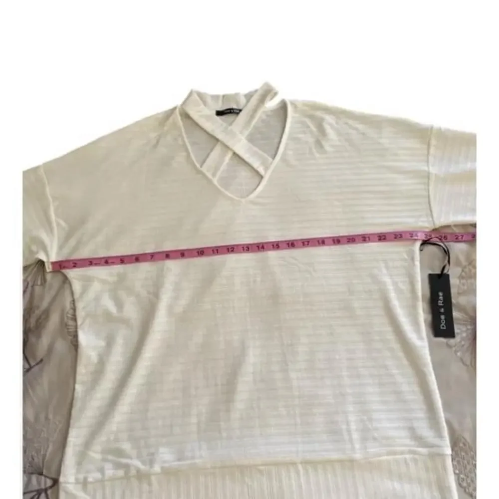 NWT Doe & Rae Off White Crisscross V Neck Top Size Large